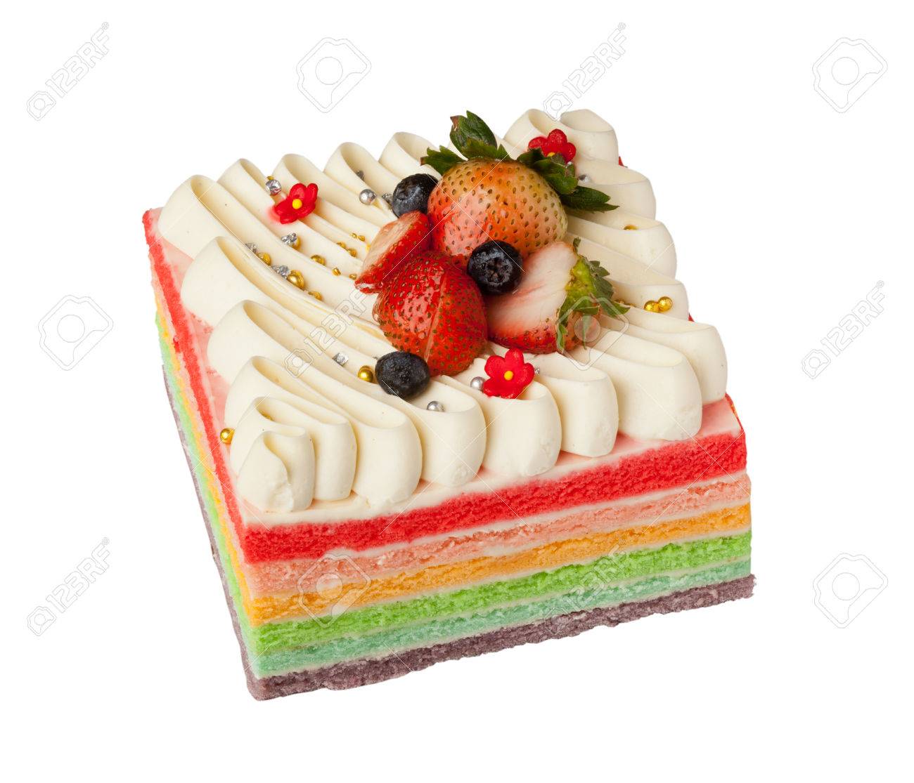 Rainbow Cake With Strawberry Toppings Isolated On White Background Stock Photo Picture And Royalty Free Image Image 33689343 A strawberry rainbowa strawberry rainbow. 123rf com