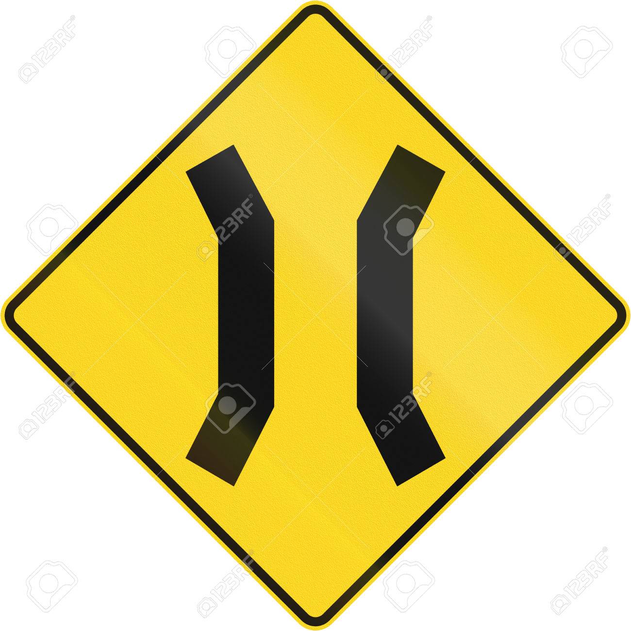カナダの道路警告標識 狭い橋 この記号は ケベック州で使用されます の写真素材 画像素材 Image