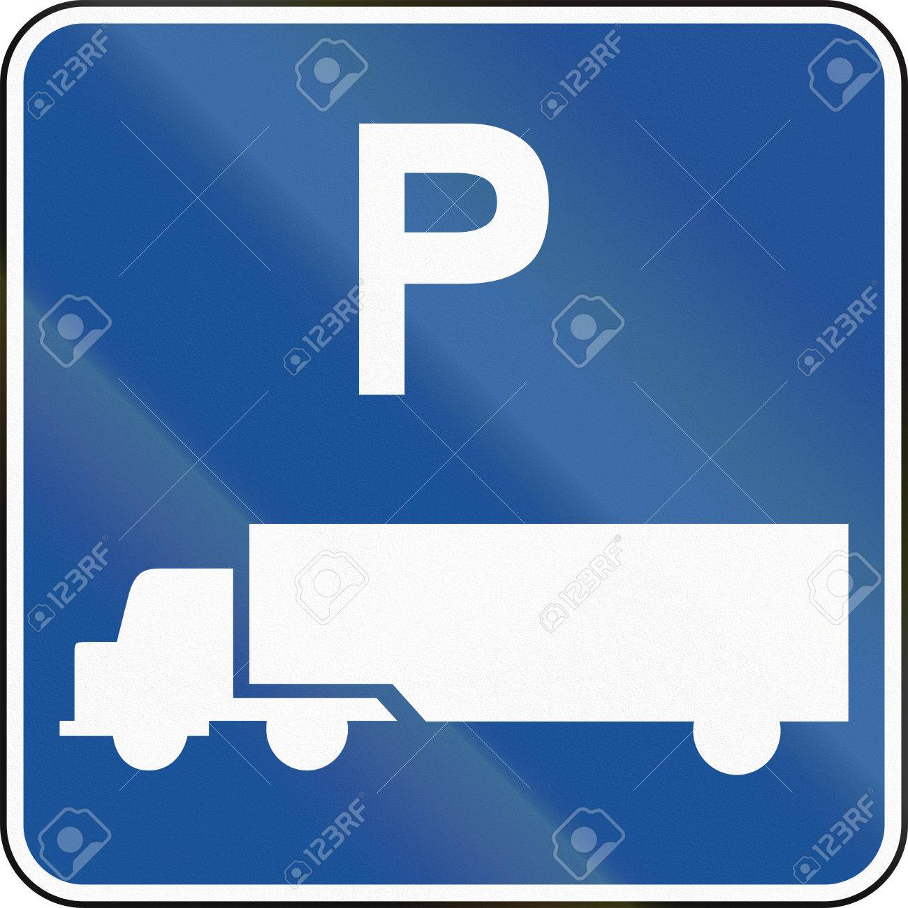 アメリカ合衆国 Mutcd 道路標識 トラックの駐車場 の写真素材 画像素材 Image