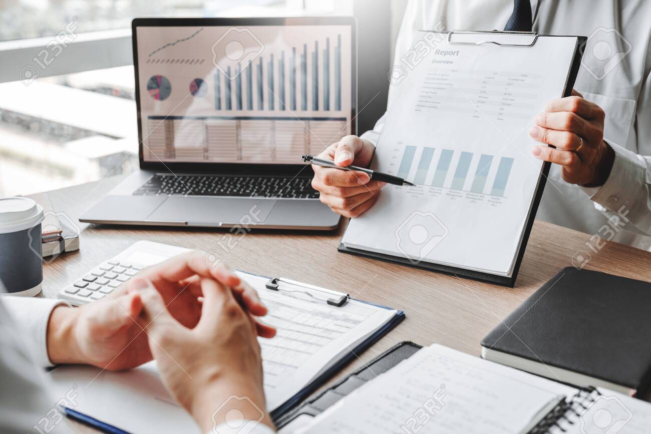Business team meeting Strategy Planning with new startup project plan Finance and Economy Graph with laptop successful teamwork - 130738308 Business team meeting Strategy Planning with new startup project plan Finance and Economy Graph with laptop successful teamwork - 130738308