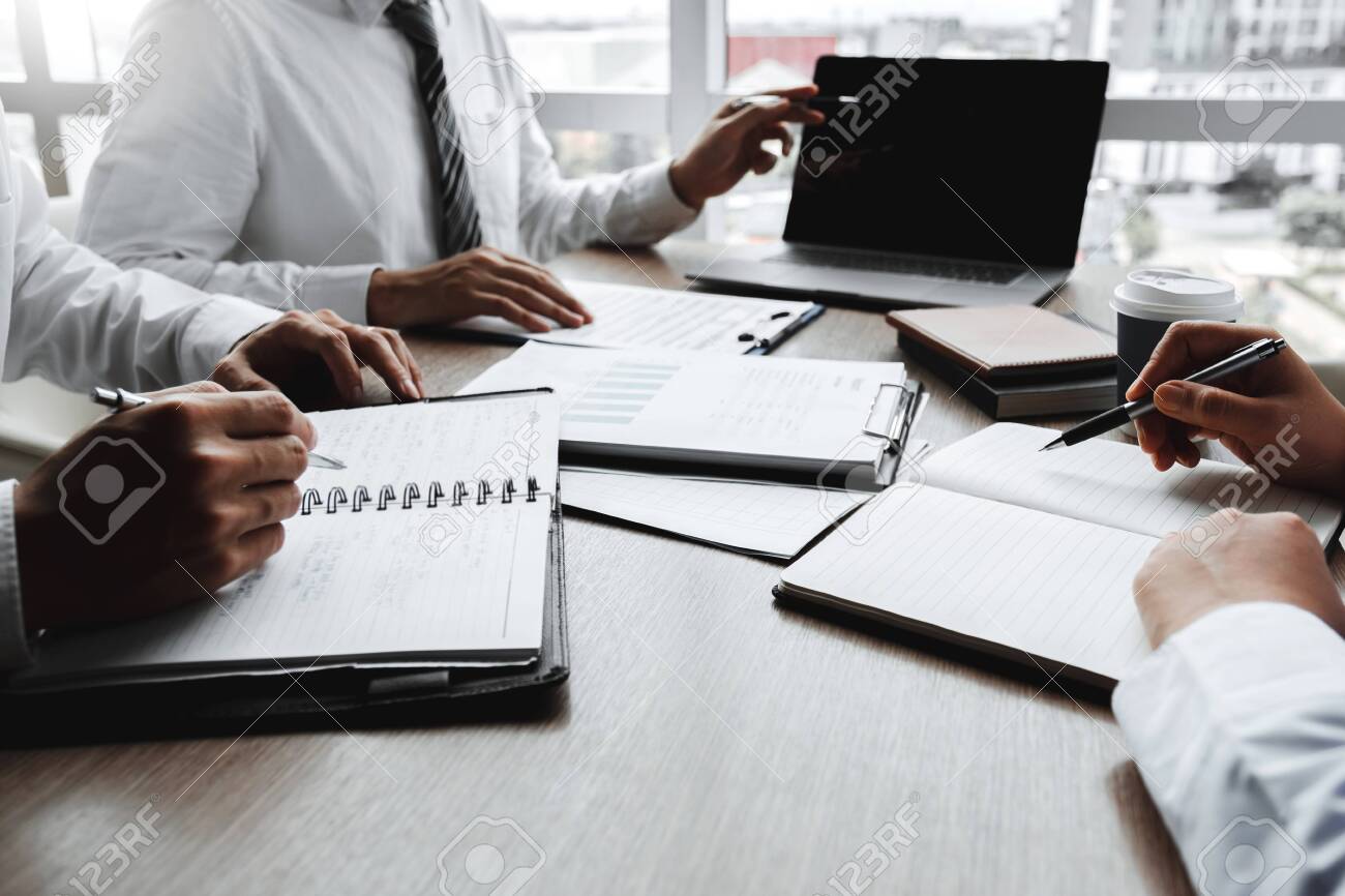 Business team meeting Strategy Planning with new startup project plan Finance and Economy Graph with laptop successful teamwork - 130738337 Business team meeting Strategy Planning with new startup project plan Finance and Economy Graph with laptop successful teamwork - 130738337