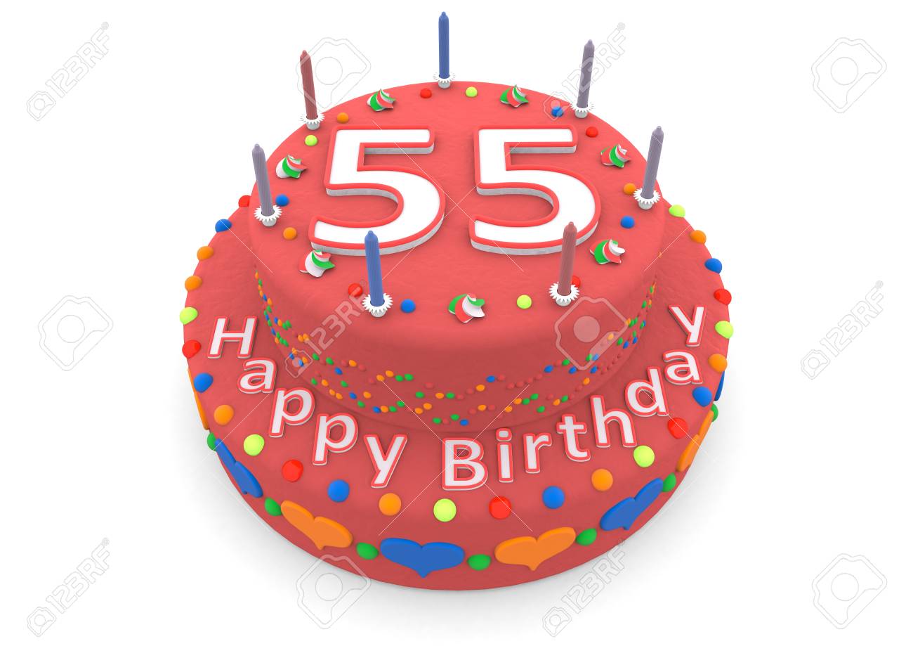 Un Gateau D Anniversaire Rouge Avec L Age Et Heureux Anniversaire Banque D Images Et Photos Libres De Droits Image