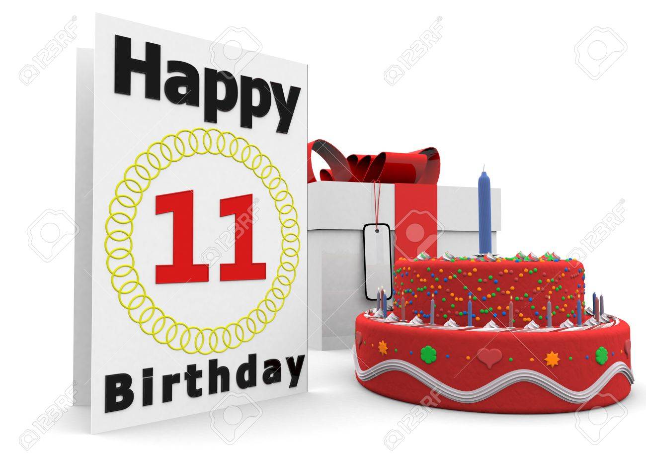 Une Grande Carte D Anniversaire Avec Un Gateau Et Un Cadeau Banque D Images Et Photos Libres De Droits Image