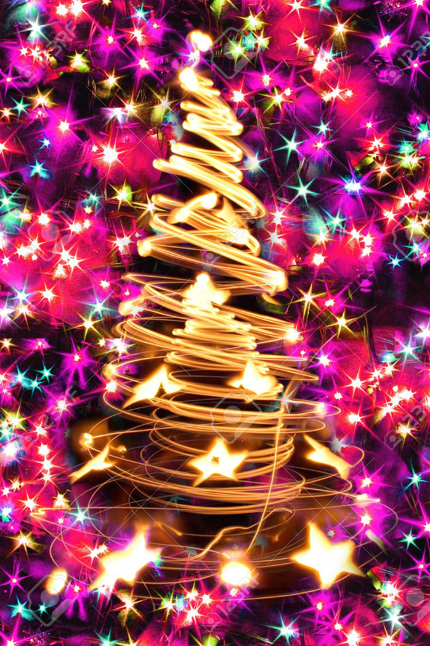 abstract christmas tree from color xmas lights stock photo picture
