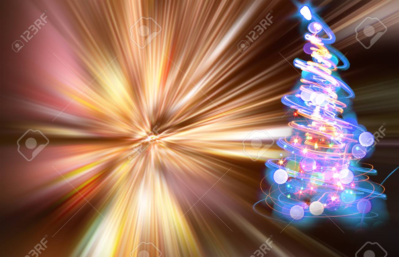 Christmas Tree From Color Lights On The Black Background Stock Photo Christmas Tree From Color Lights On The Black Background Stock Photo