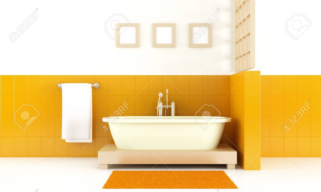 Moderne Badgestaltung In Weiss Und Orange Farben Lizenzfreie Fotos Bilder Und Stock Fotografie Image 12639459
