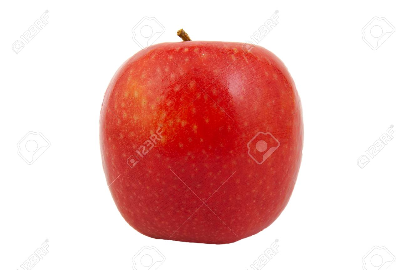 白で隔離赤ピンク レディーりんごの正面図 の写真素材 画像素材 Image