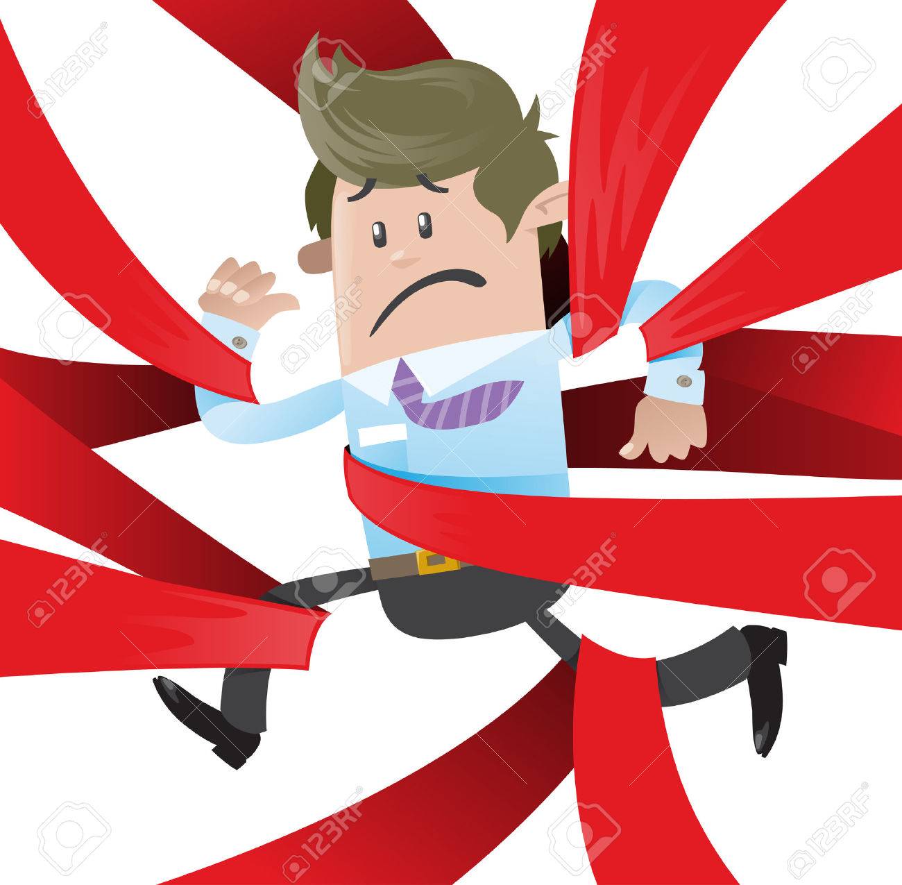 ビジネス友人は赤テープに巻き込まれる のイラスト素材 ベクタ Image