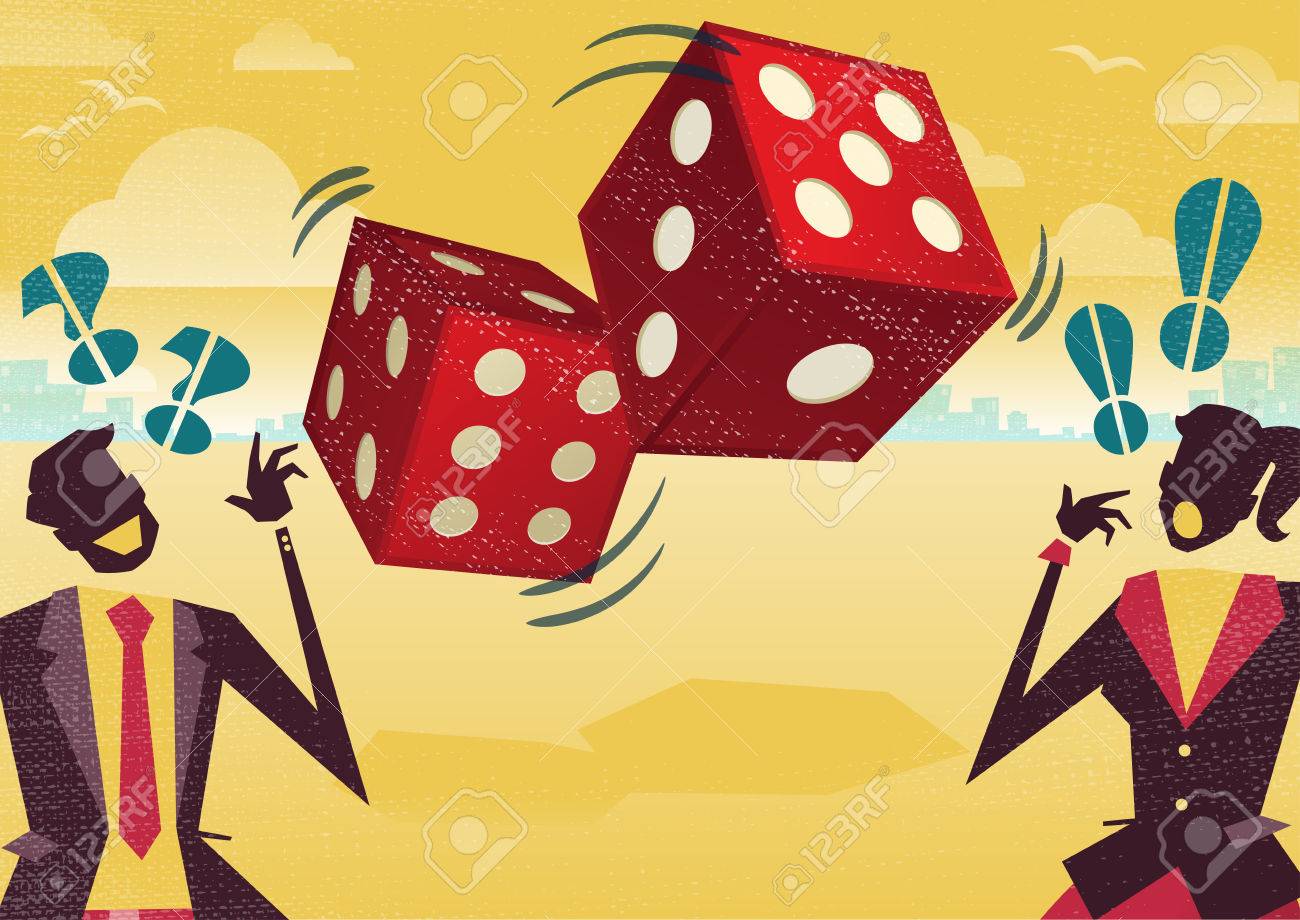 ビジネス スタイルの素晴らしい実例なレトロの大きな回転ビジネスの世界で 1 位を獲得することを望んでビジネス運命の サイコロに金融先物取引をギャンブルに匹敵します のイラスト素材 ベクタ Image