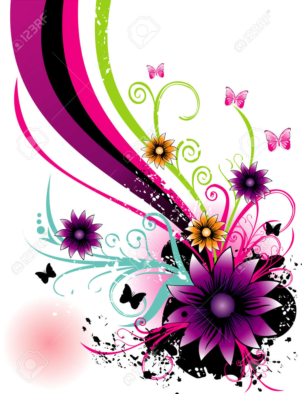 Vector Illustratie Van Bloemen Met Coole Achtergrond Royalty Vrije Cliparts Vectoren En Stock Illustratie Image