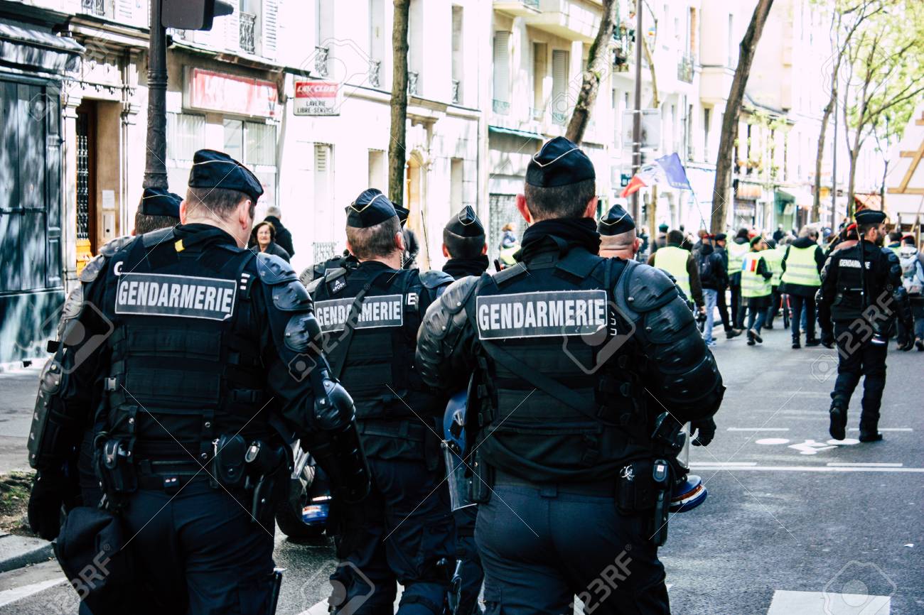 Paris France May 04 19 View Of A Riot Squad Of The French National Gendarmerie In