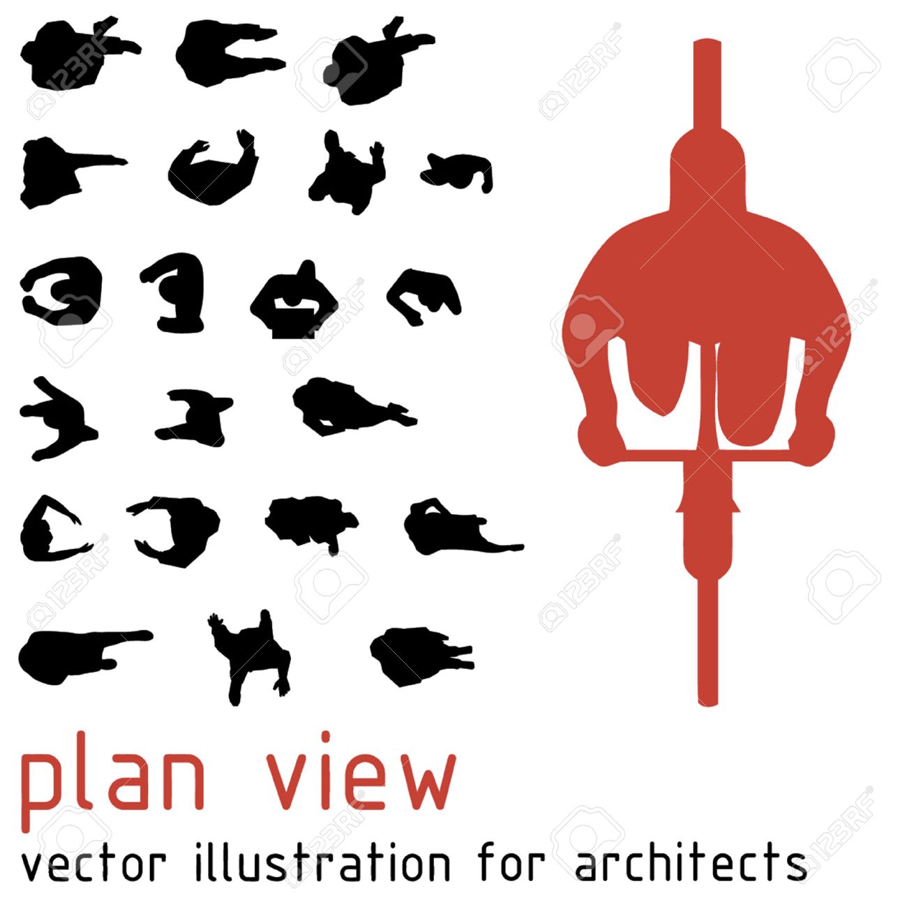 Draufsicht silhouetten für architektonische entwürfe lizenzfreie bilder 45851732