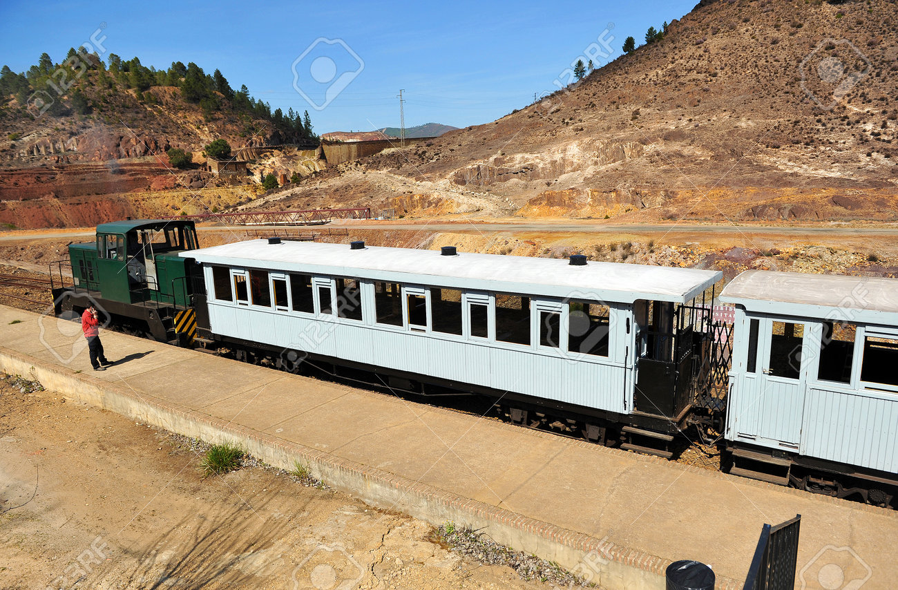 Tourist train in the Rio Tinto mines, Huelva province, Spain - 60042114 Tourist train in the Rio Tinto mines, Huelva province, Spain - 60042114