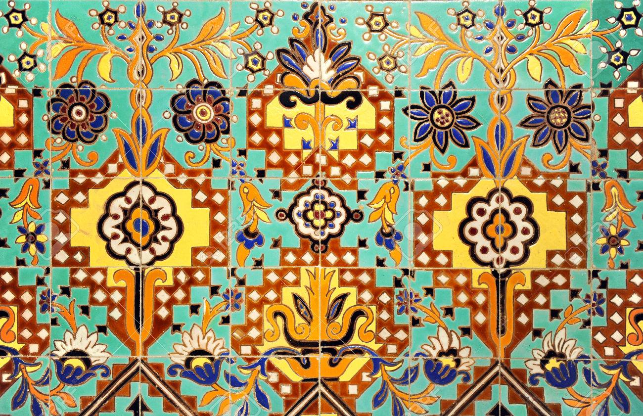 Detalle De Mosaico Decorativo De Los Azulejos Diseno Exotico