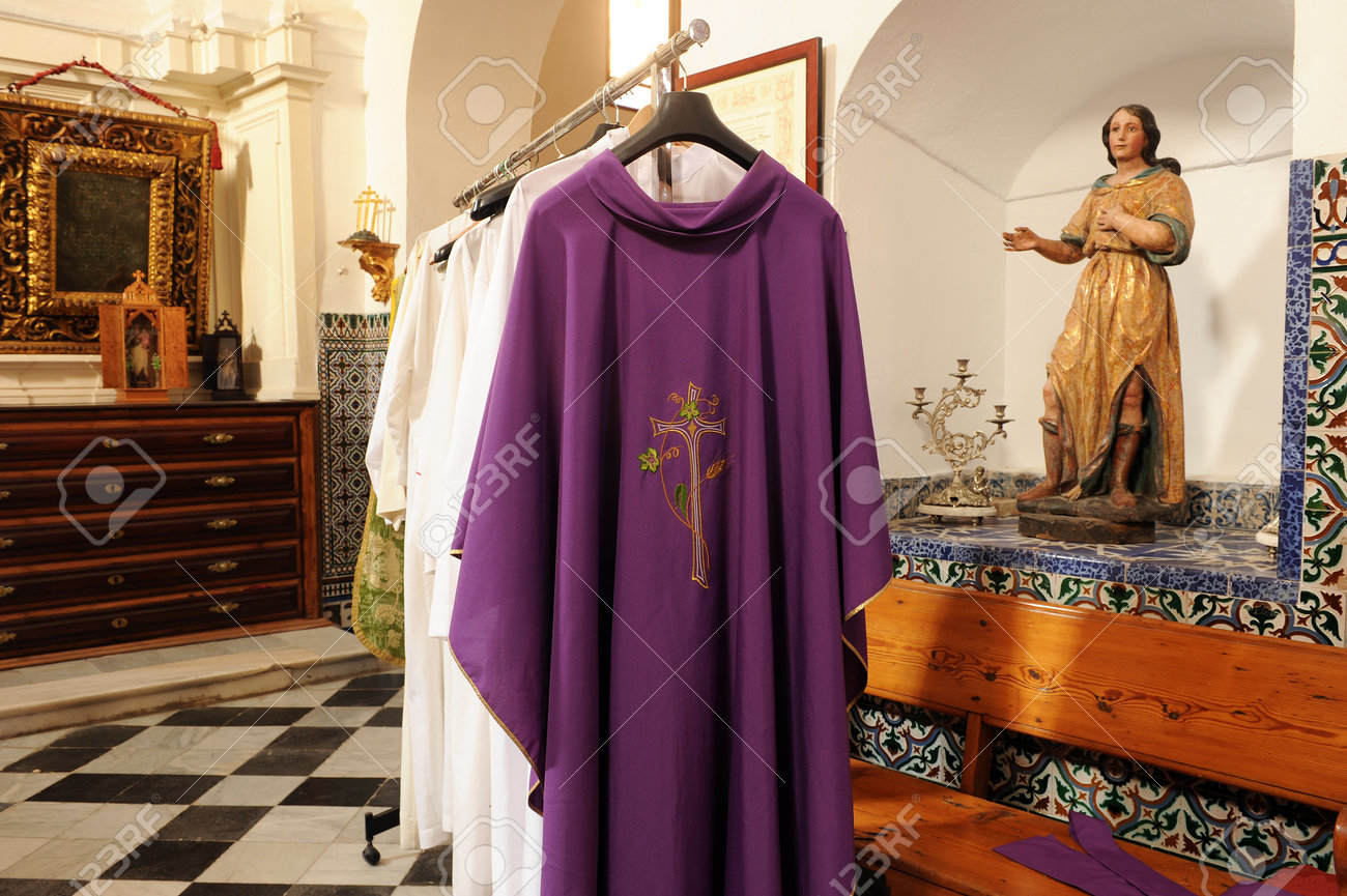 Chasubles For Priests On The Inside Of The Sacristy Of A Catholic