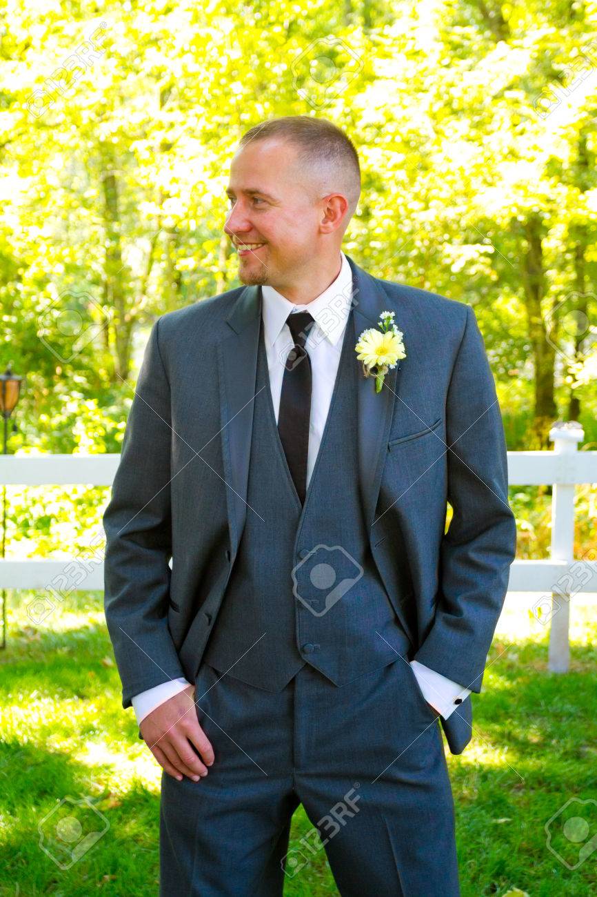 Male Groom On His Wedding Day Poses For A Portrait Before The Stock Photo Picture And Royalty Free Image Image 24869216
