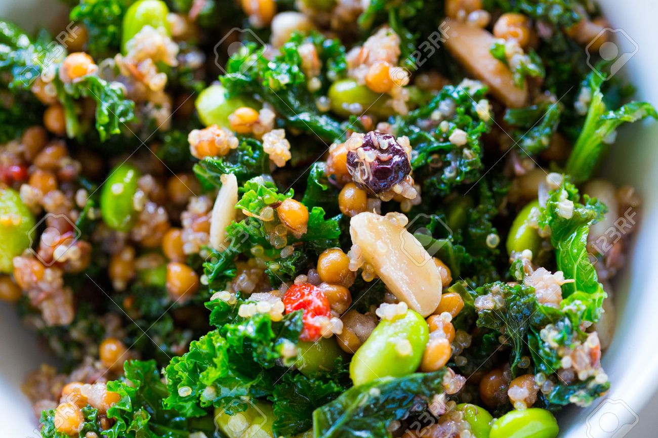Raw paleo quinoa kale salad in a bowl. Healthy eating diet food. - 27539320 Raw paleo quinoa kale salad in a bowl. Healthy eating diet food. - 27539320