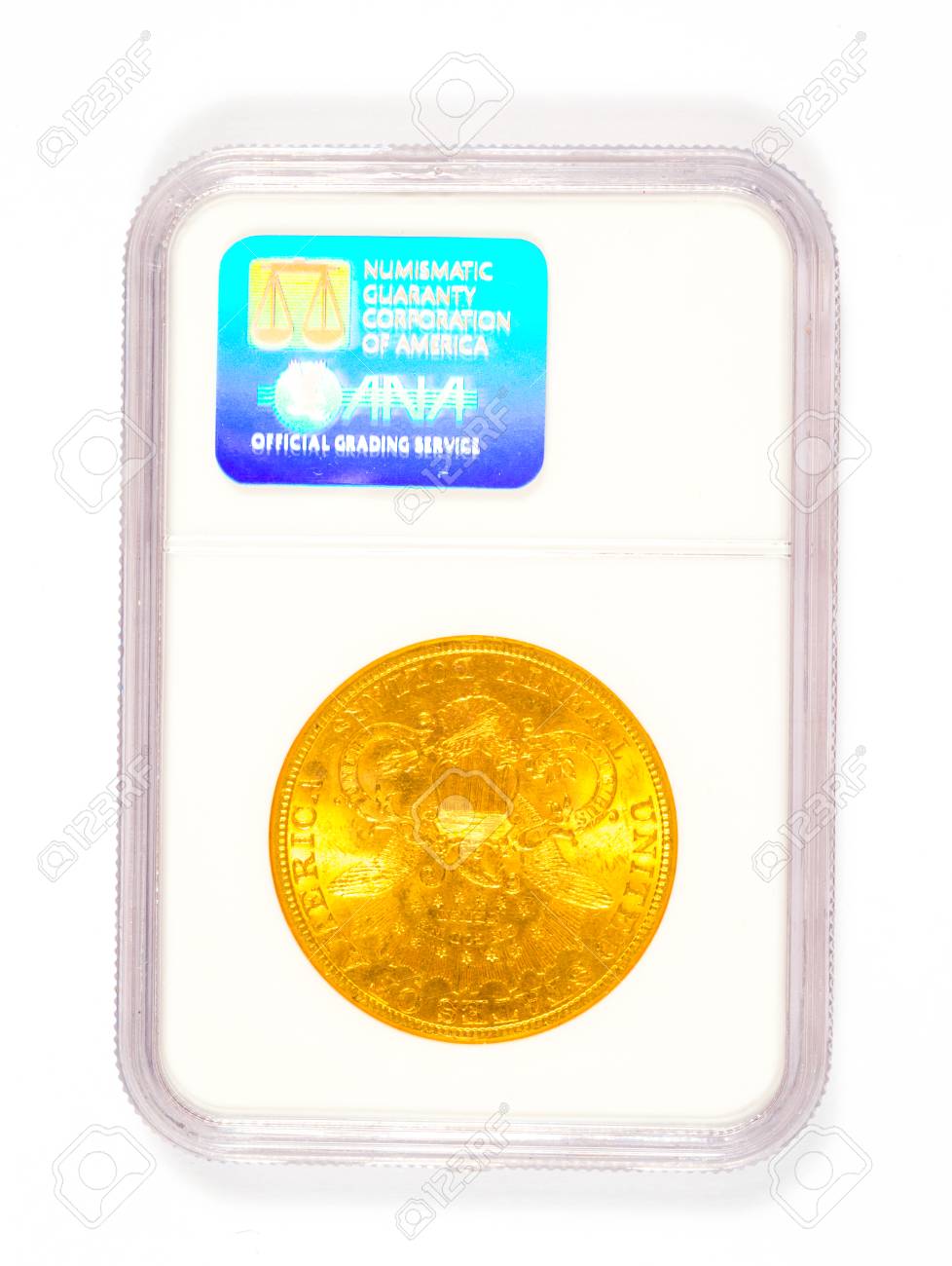 스프링 필드, OR, USA - 2014년 4월 2일 : 20 달러 민트 컬렉터 경우 화폐의 개런티 Corporation의 등급  1898 S 리버티 헤드 금화. 로열티 무료 사진, 그림, 이미지 그리고 스톡포토그래피. Image 28007160