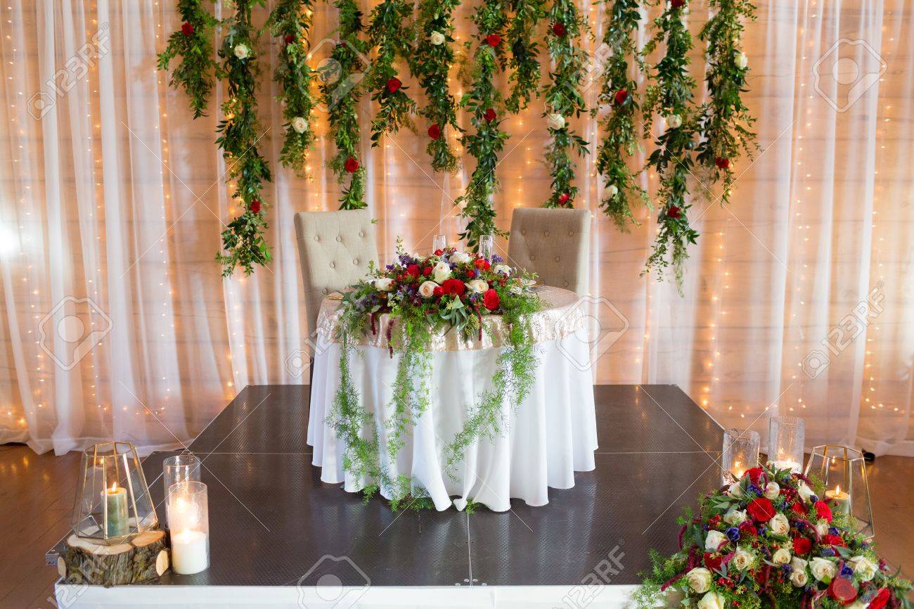 Sweetheart Table For Bride And Groom Stock Photo Picture And