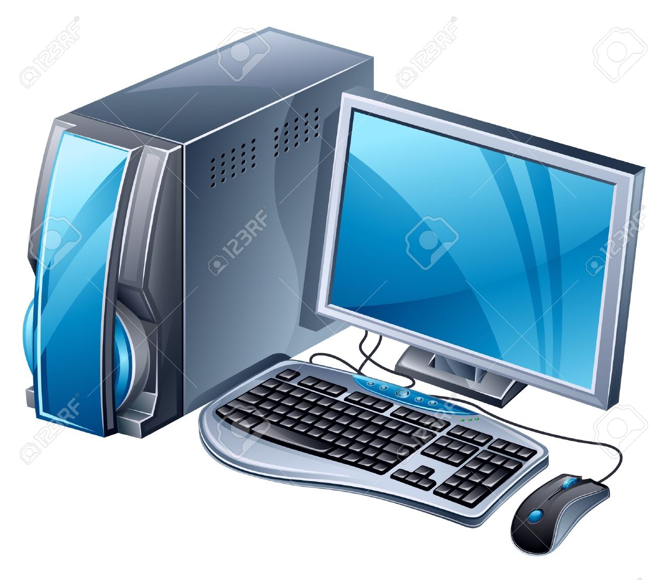 白の背景にデスクトップ コンピューターのベクトル イラスト のイラスト素材 ベクタ Image