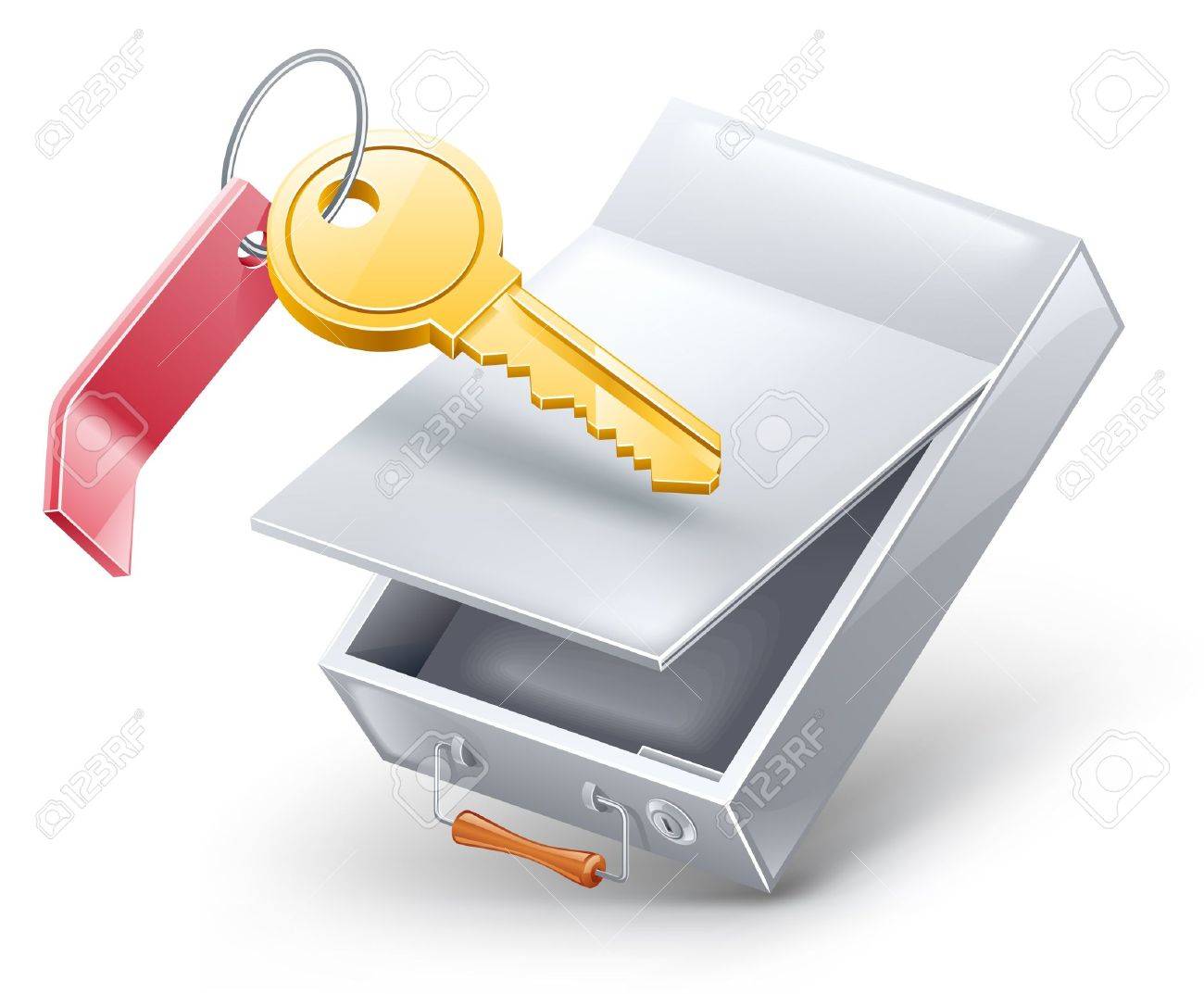 白い背景の上のキーとセーフティ ボックスのベクトル イラスト のイラスト素材 ベクタ Image