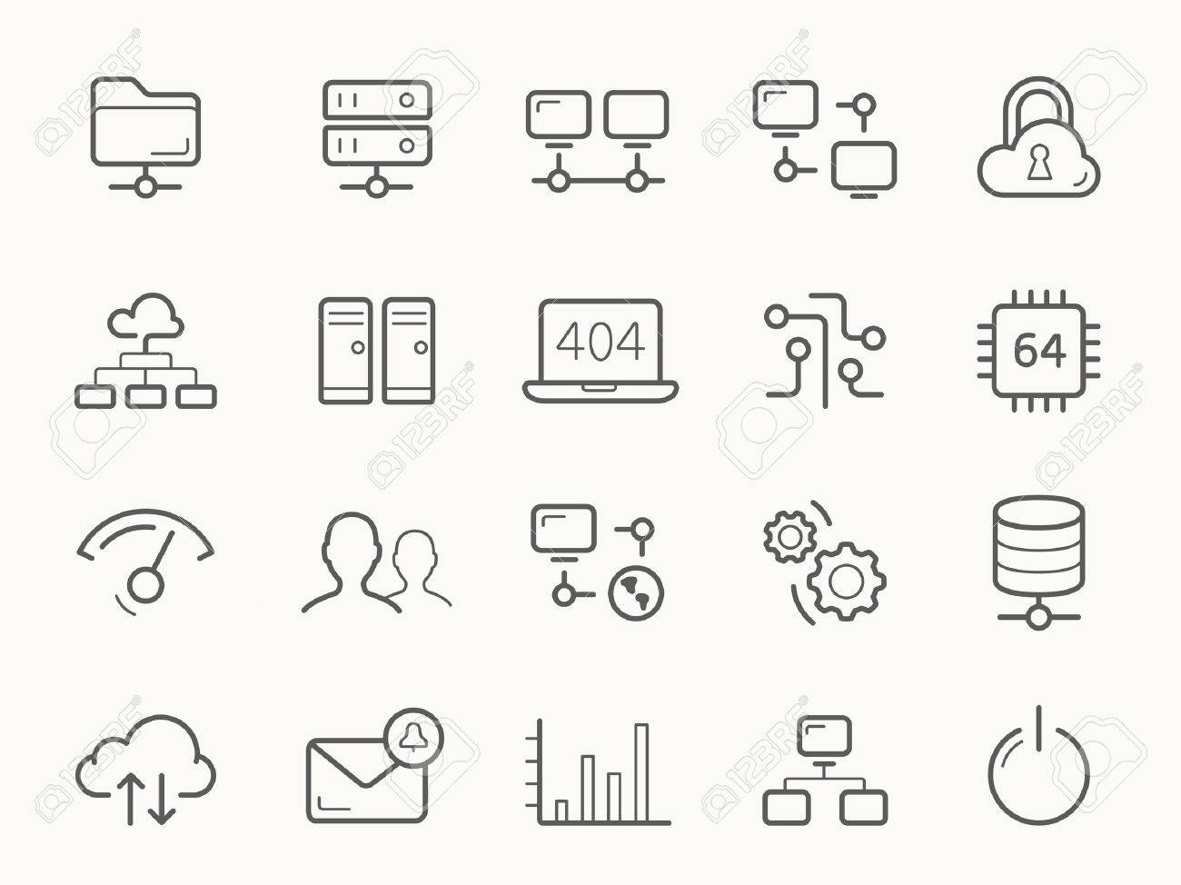 네트워크 호스팅 및 서버 라인 스트로크 벡터 아이콘입니다. 로열티 무료 사진, 그림, 이미지 그리고 스톡포토그래피. Image  39433411