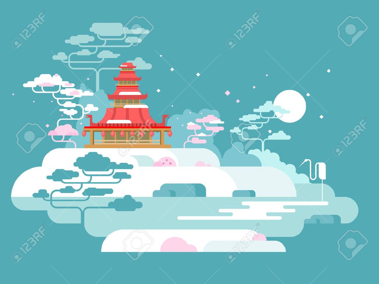 中国には 風景が描かれています アジアの自然 伝統的な文化デザイン ベクトル イラスト のイラスト素材 ベクタ Image 中国には 風景が描かれています アジアの自然 伝統的な文化デザイン ベクトル イラスト のイラスト素材 ベクタ Image