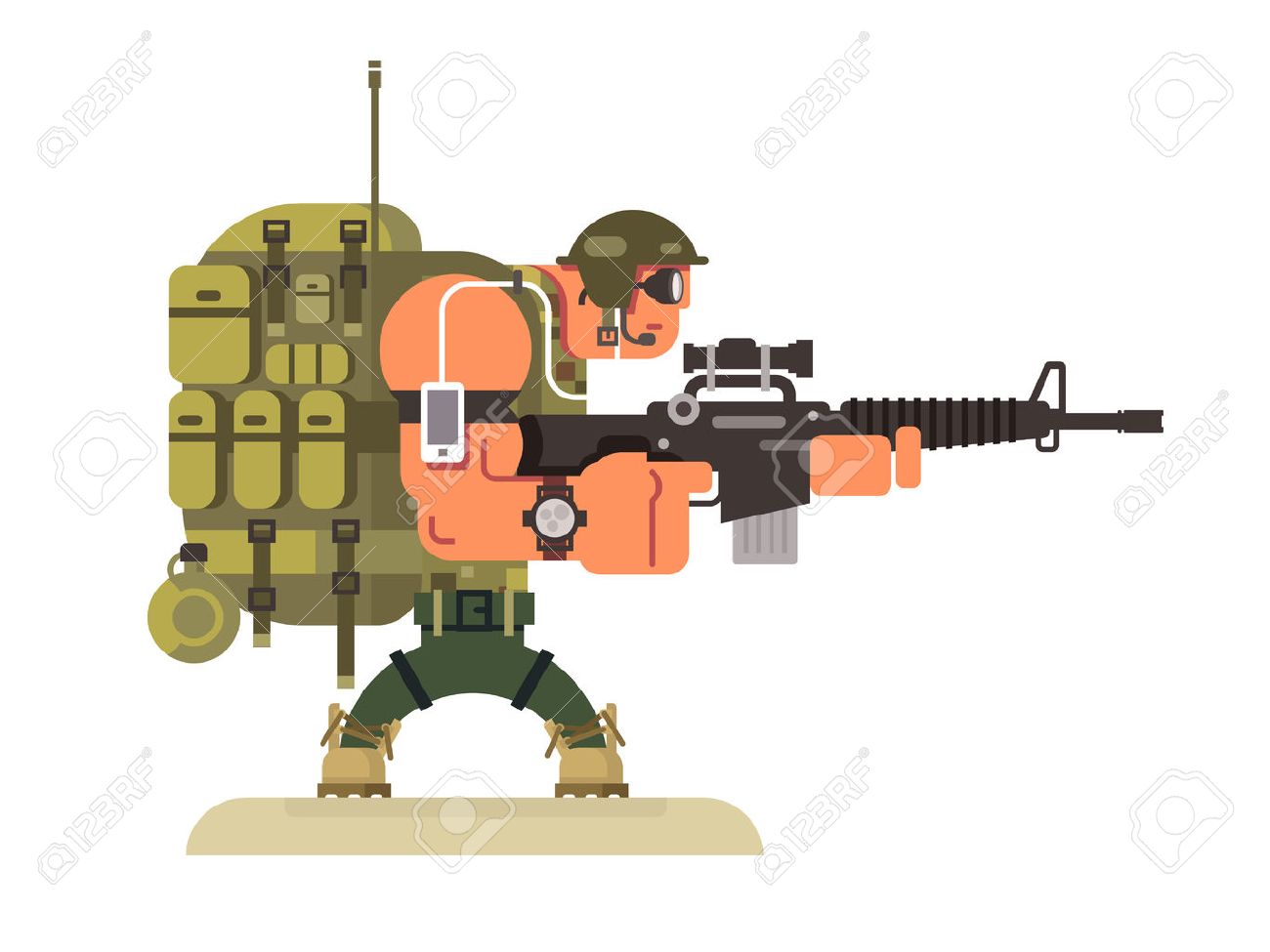 Character Military Peacekeeper Army Soldier And War Weapon Royalty Free Cliparts Vectors And Stock Illustration Image