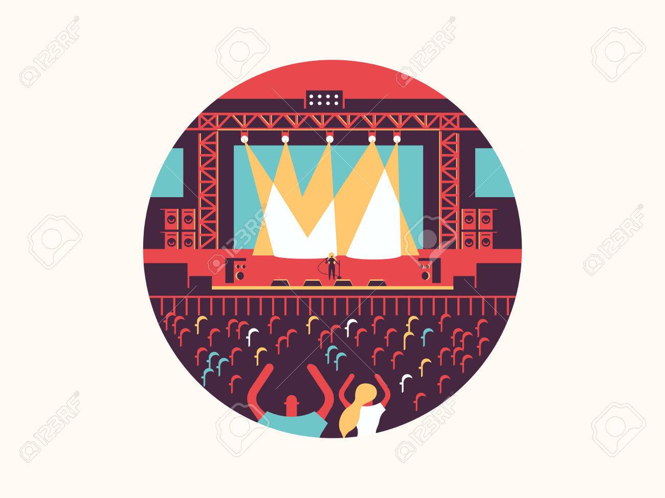 コンサートのデザインがフラット ロック音楽祭 ショー パーティー ベクトル イラストのイラスト素材 ベクタ Image