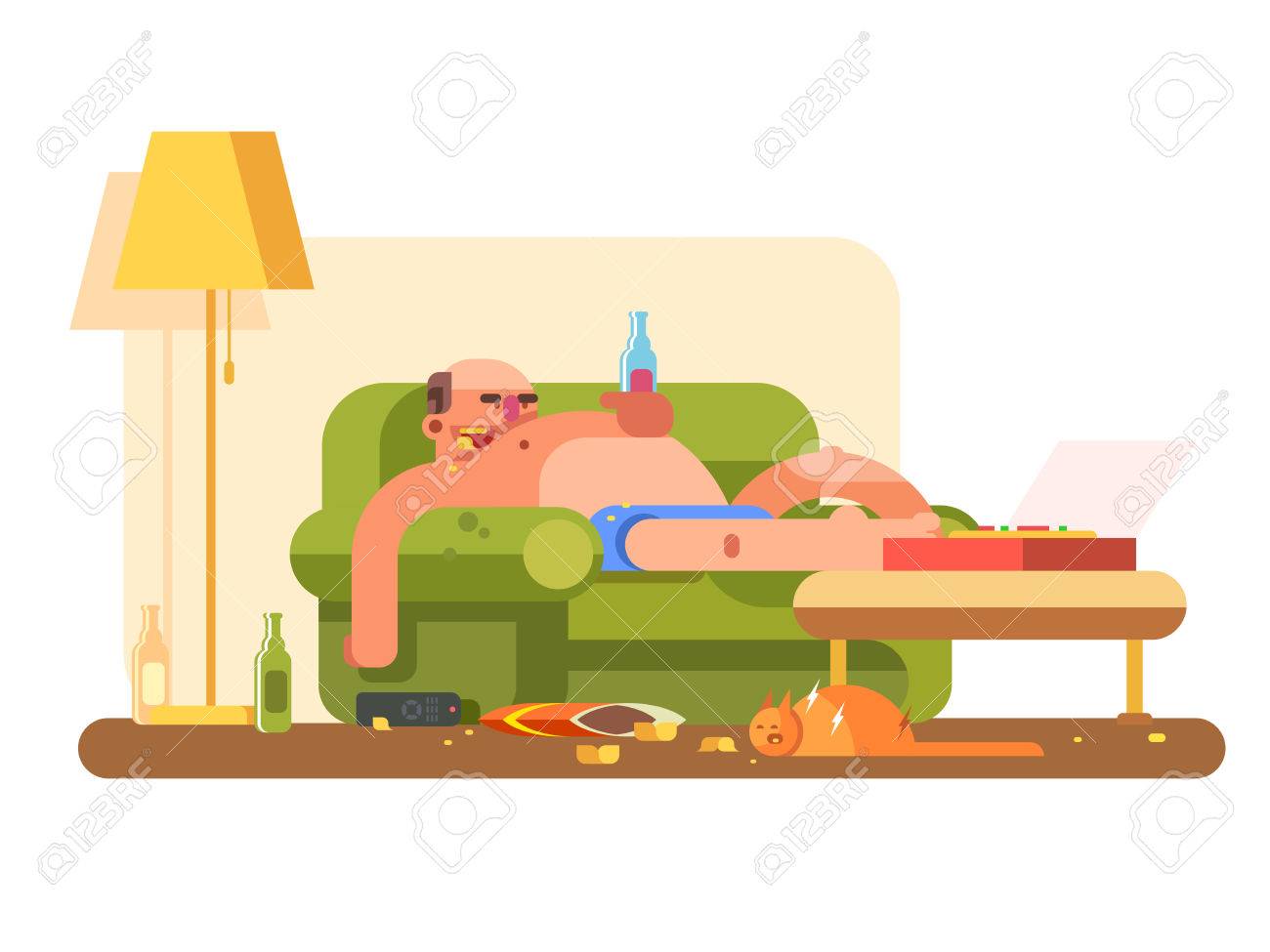 Lazybones Character Design Flat Royalty Free Cliparts Vectors And Stock Illustration Image
