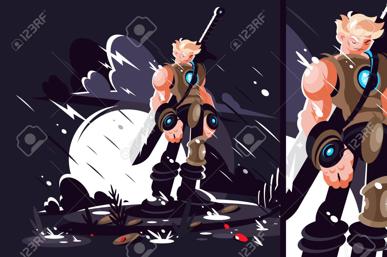 칼과 갑옷을 입은 남자 전사 캐릭터 로열티 무료 사진, 그림, 이미지 그리고 스톡포토그래피. Image 107784064