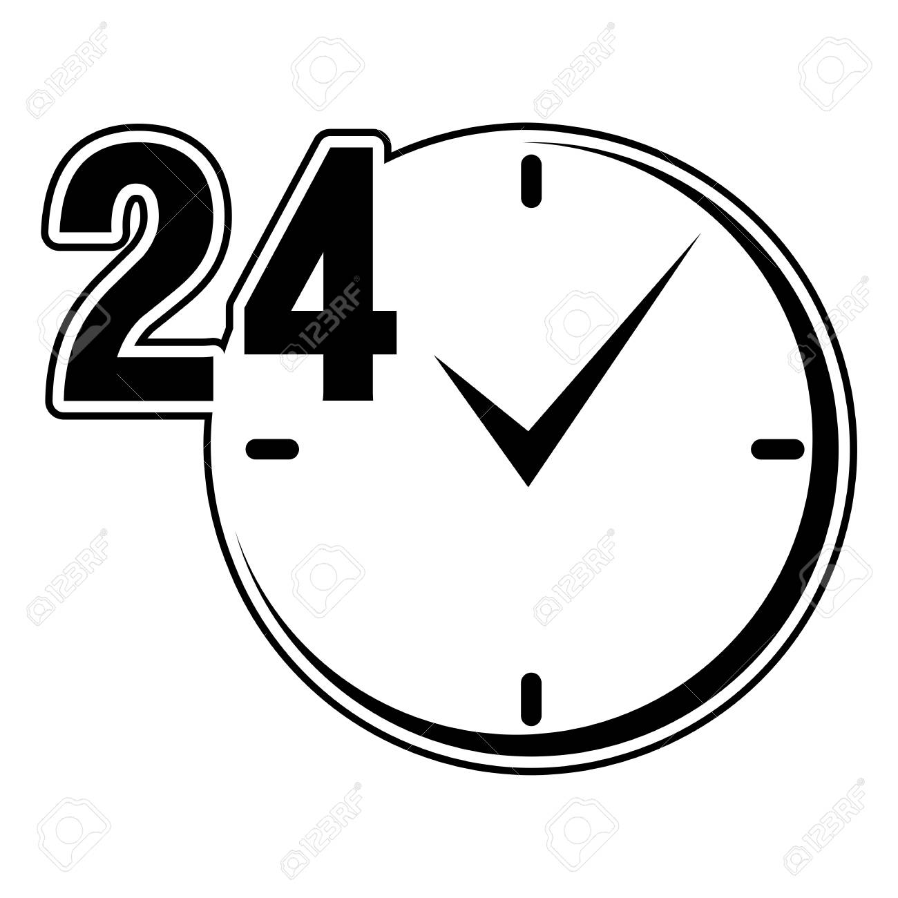 24 Hours Sign Black Clock Royalty Free Cliparts Vectors And Stock Illustration Image