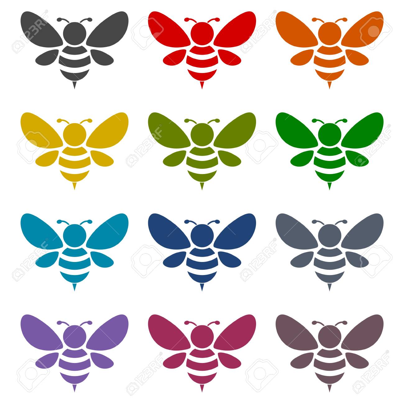 Ensemble D Icones De L Abeille Silhouette Clip Art Libres De Droits Vecteurs Et Illustration Image