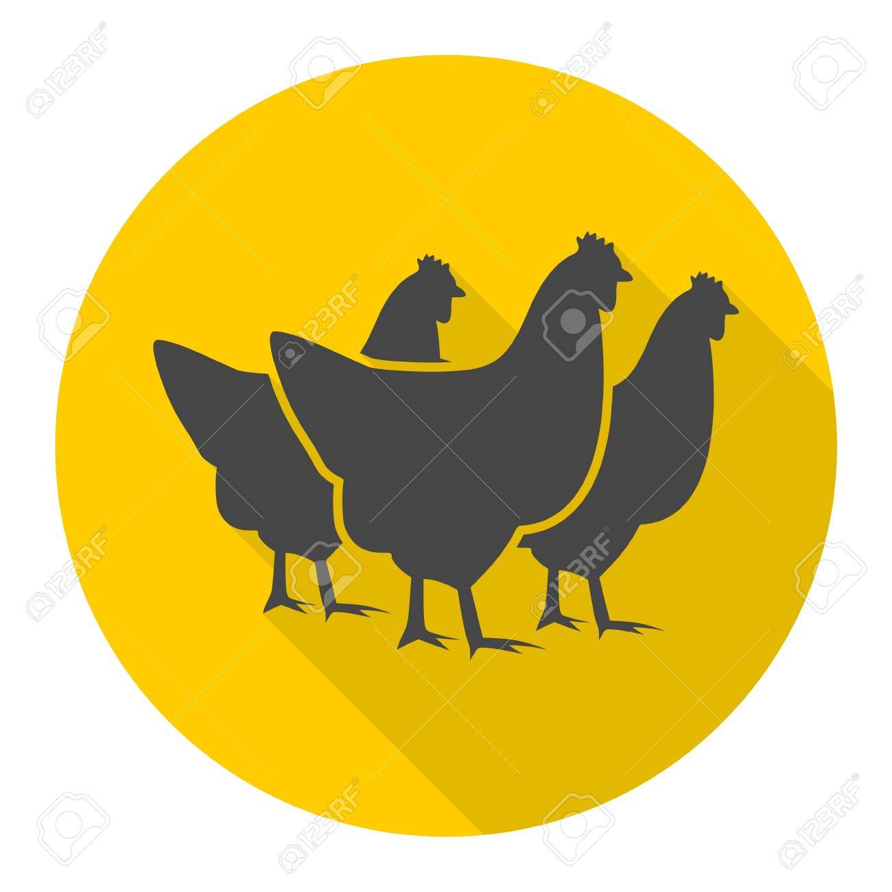 長い影とベクトル鶏シルエットのイラスト素材 ベクタ Image