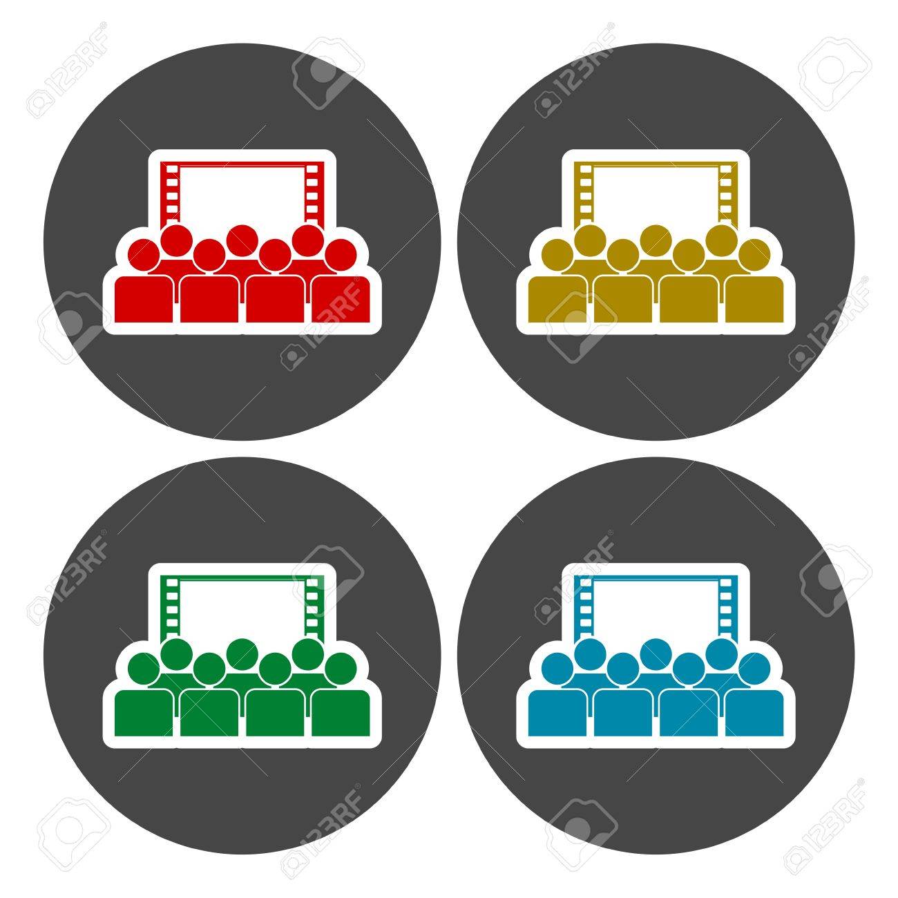 映画 映画 映画館ホールのアイコンを設定のイラスト素材 ベクタ Image
