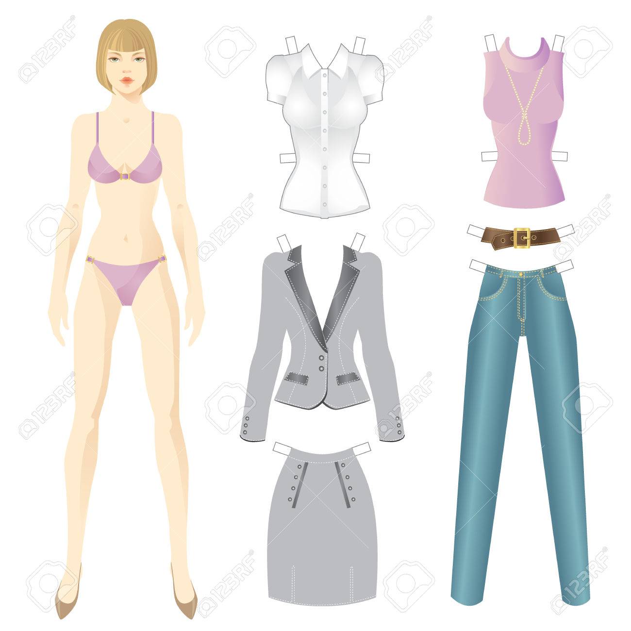 人形の服を着て テンプレート紙の日常着のセットです ベクトル図のイラスト素材 ベクタ Image 人形の服を着て テンプレート紙の日常着のセットです ベクトル図のイラスト素材 ベクタ Image