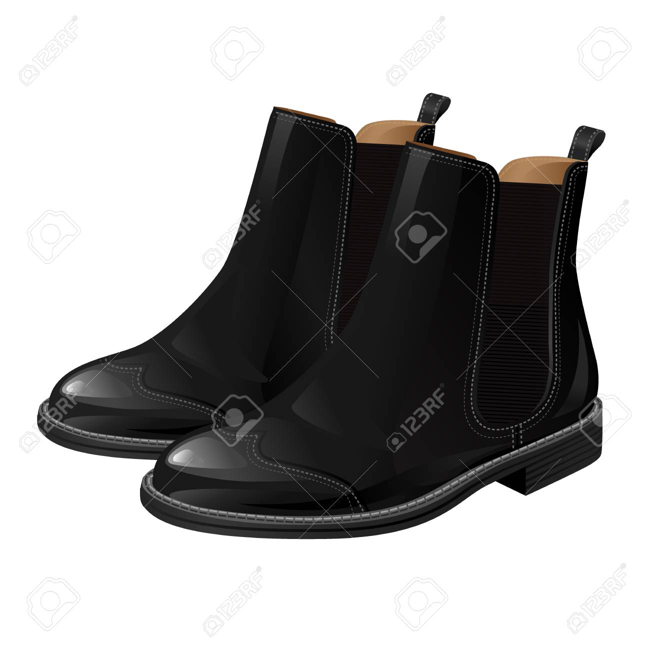 Klassische Schuhe. Schnürstiefel mit Seiten elastischen Einsätzen. Klassische Schuhe. Schnürstiefel mit Seiten elastischen Einsätzen.