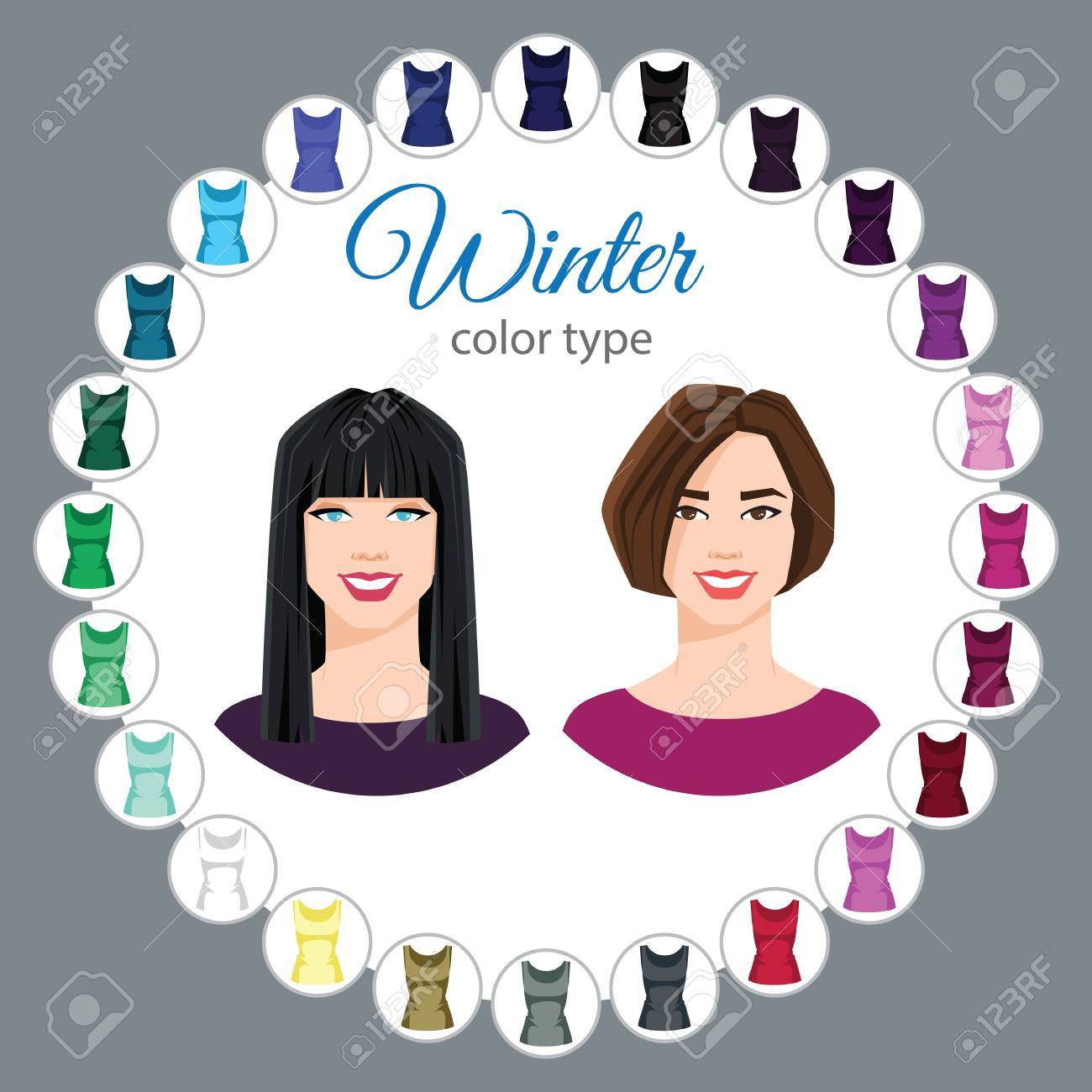 Vector Illustration Of A Seasonal Color Palette For Winter Type