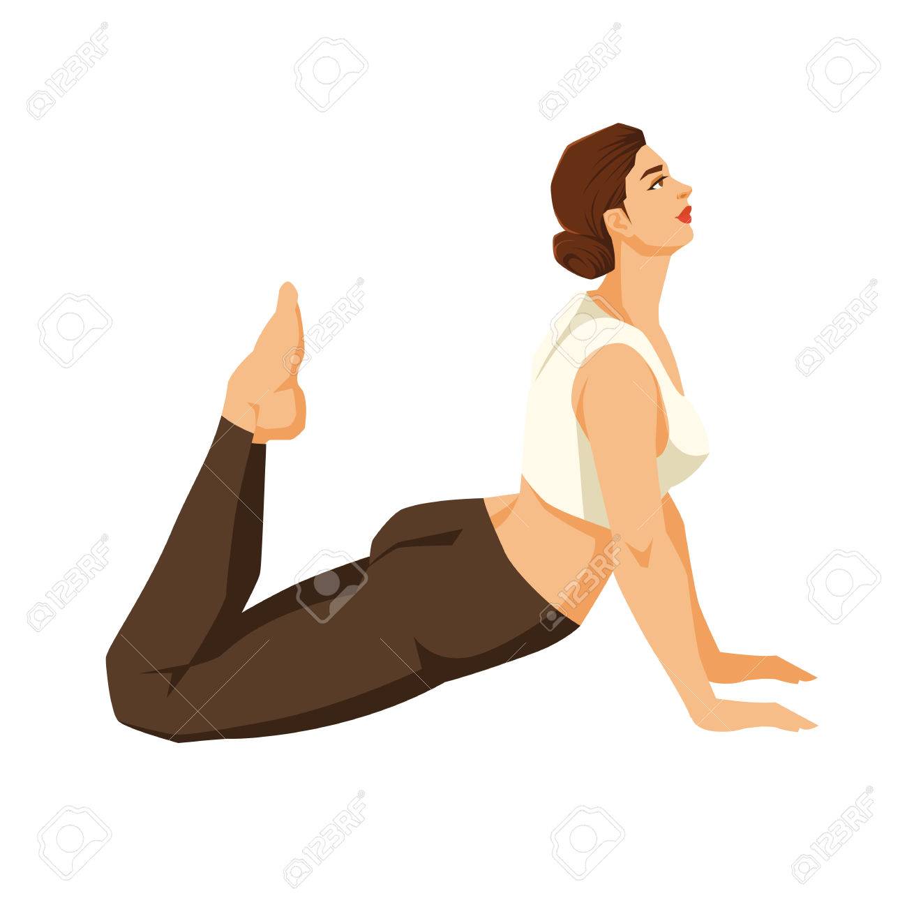 ヨガで若い女性のベクトル イラスト ポーズに孤立した白い背景 スポーツやフィットネスの服の若い女性 のイラスト素材 ベクタ Image