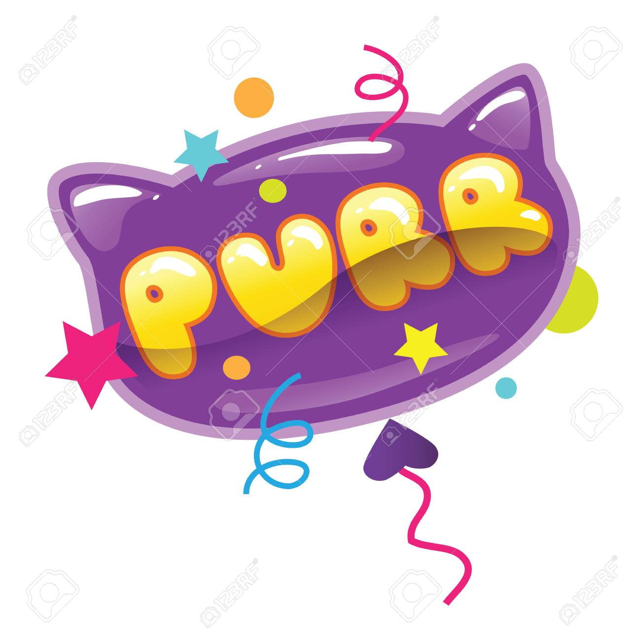 Illustration Vectorielle Dun Ballon De Forme De Chat Avec Un Mot Isolé Sur Fond Blanc Tête De Chat De Dessin Animé