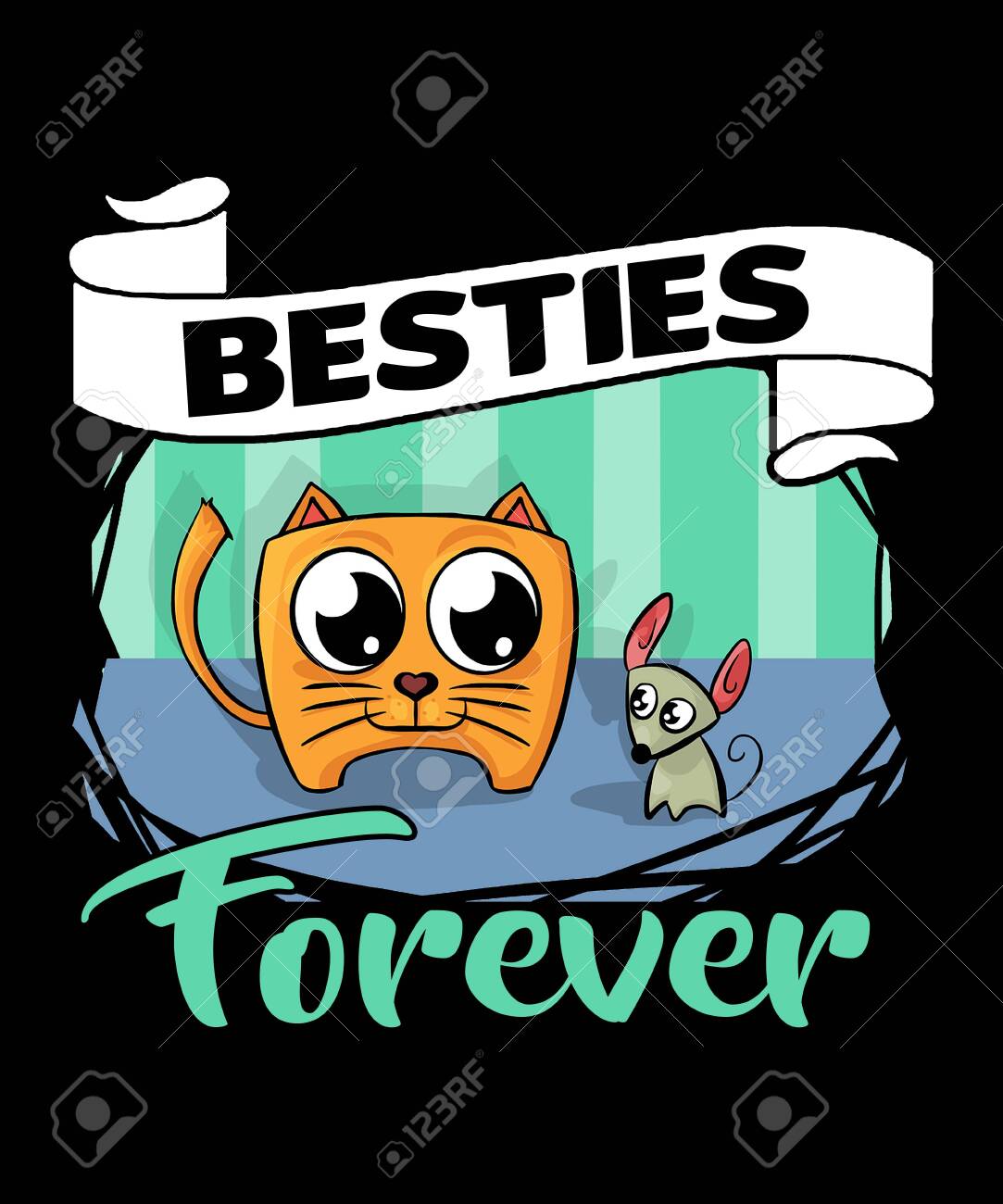Besties Forever Graphic For Best Friend Concepts With A Cat And Stock Photo Picture And Royalty Free Image Image