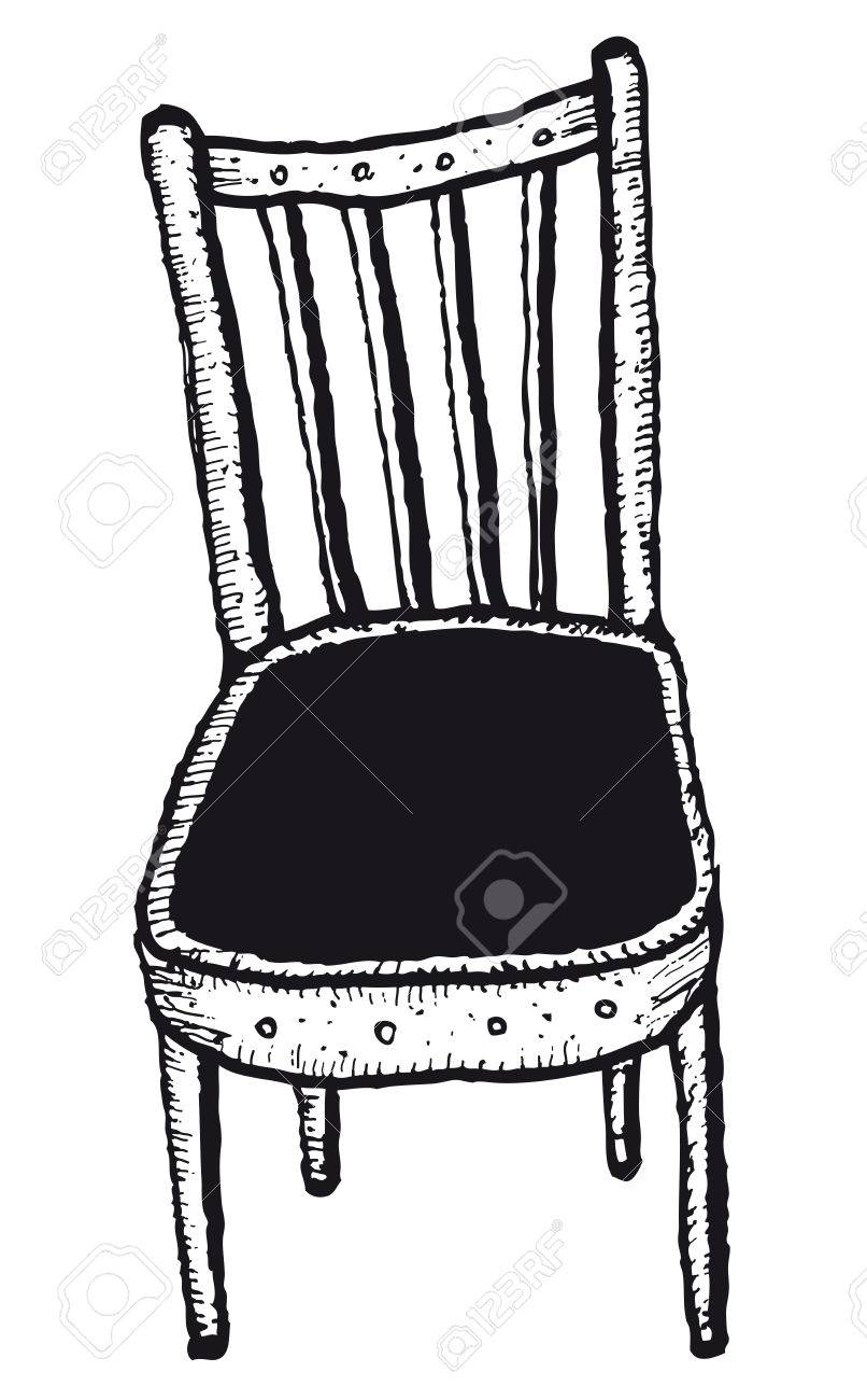 落書きのスケッチの簡単な分離の座っている椅子のイラスト のイラスト素材 ベクタ Image