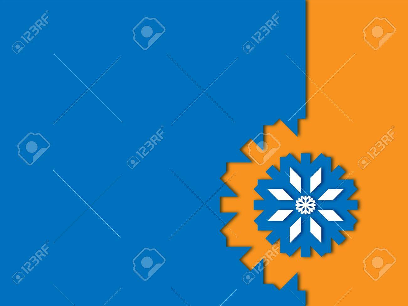 クリスマスの壁紙ブルー オレンジ色をスノーフレーク ブルー背景 の写真素材 画像素材 Image