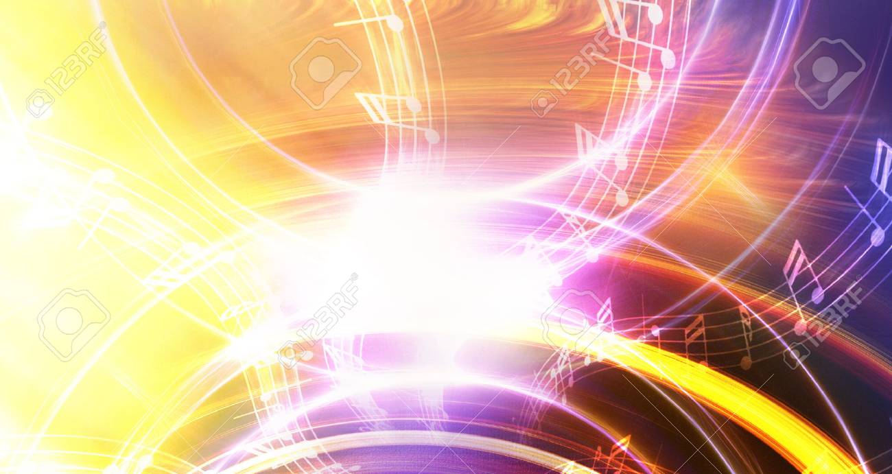 Note De Musique Avec Abstrtact Fond De Couleur Et Le Cercle De Lumiere Banque D Images Et Photos Libres De Droits Image