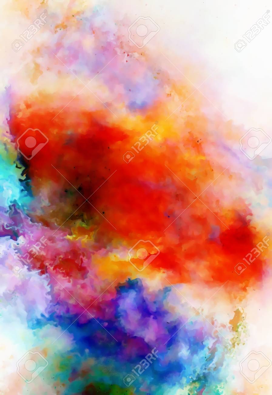 Color Cosmic Space Multicolor Background Watercolor Painting