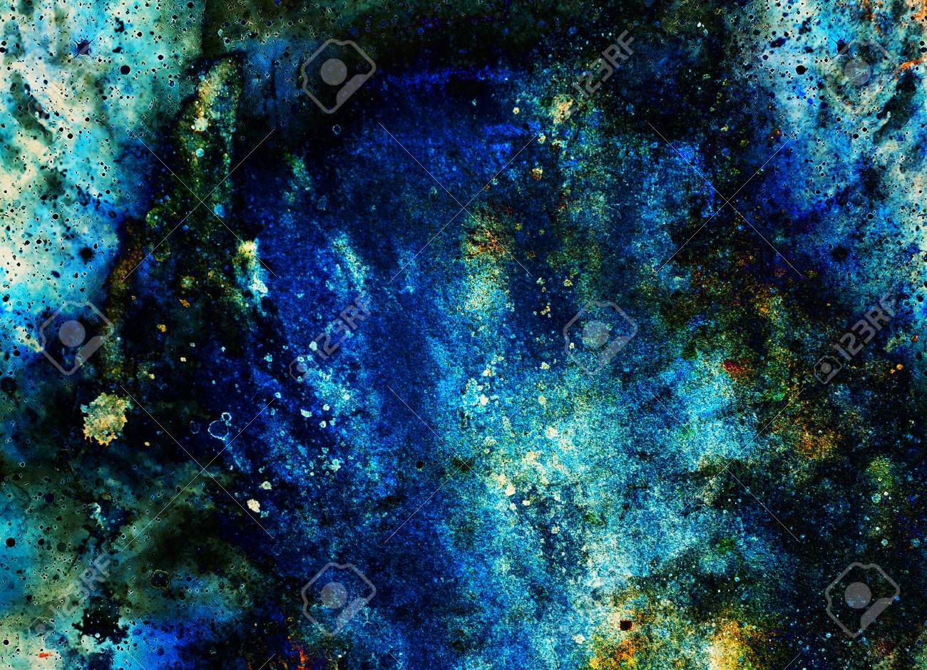 Watercolor Abstract Painting And Computer Collage Color