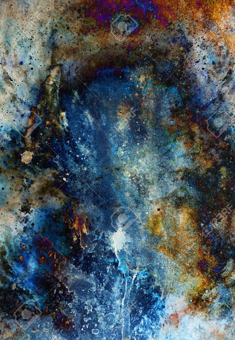 Watercolor Abstract Painting And Computer Collage Color