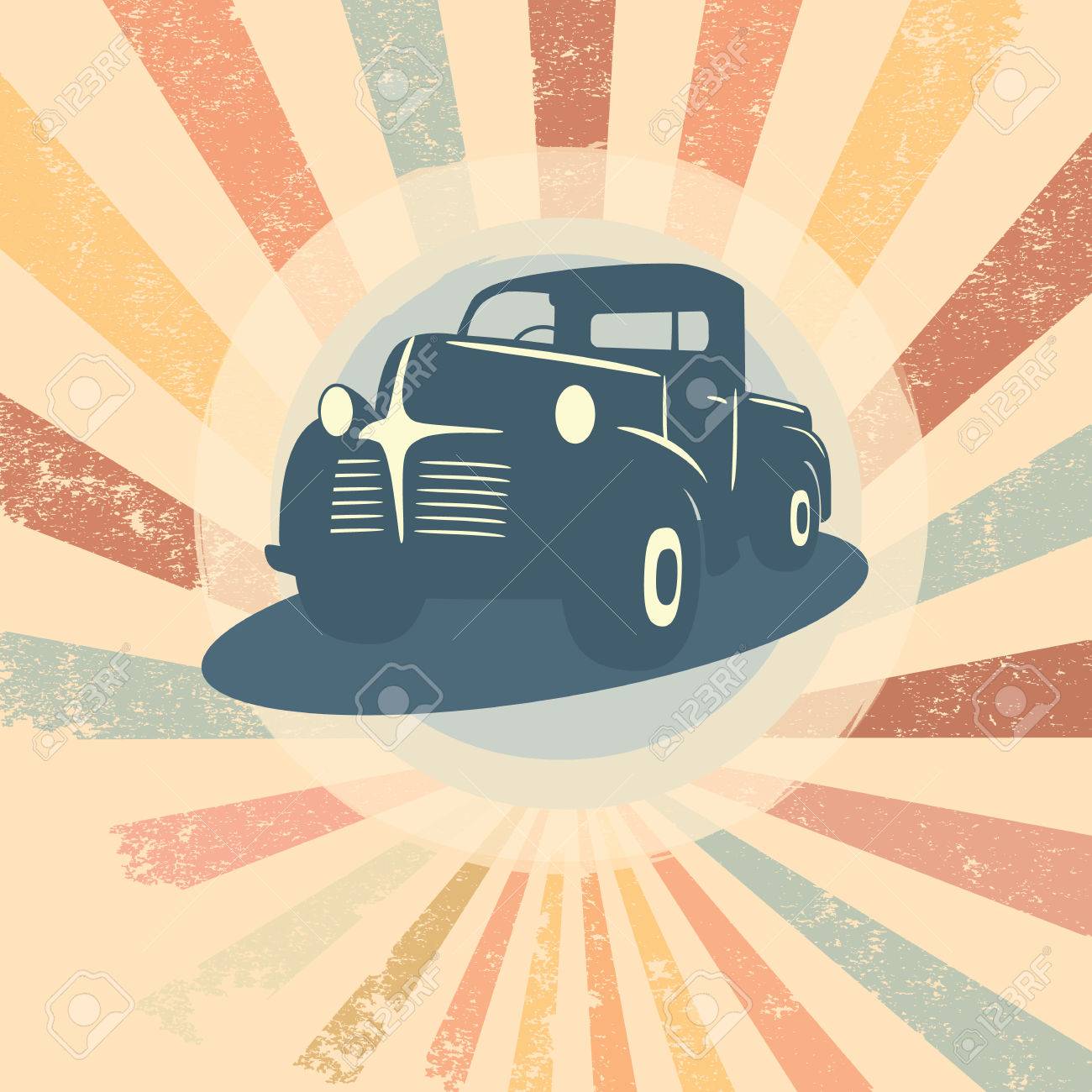 ヴィンテージ レトロなピックアップ トラック車イラスト プロモーション T シャツ デザインなどに最適です のイラスト素材 ベクタ Image
