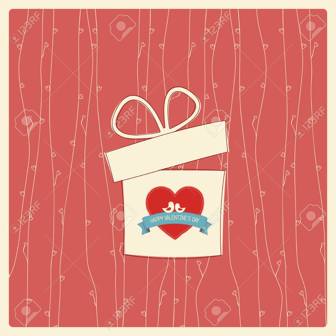 Vintage Valentine\u0027s day card with soft colors and simple hand..