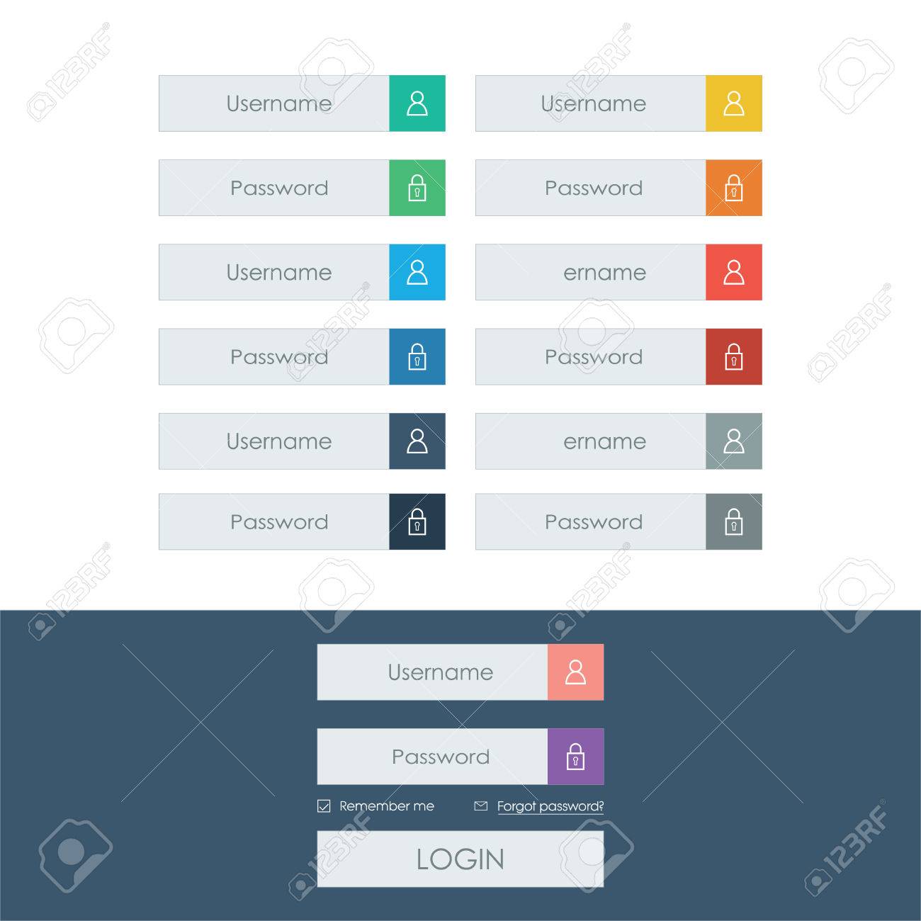 Set Anmeldeformular Linie Icons In Der Modernen Wohnung Design Helle Farben Auf Schaltflachen Oder Bars Lizenzfrei Nutzbare Vektorgrafiken Clip Arts Illustrationen Image 36610284